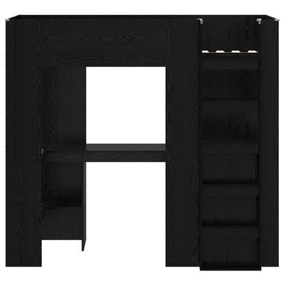 Loft Bedframe met Bureau Zwart Eiken 100 x 200 cm Bewerkt hout
