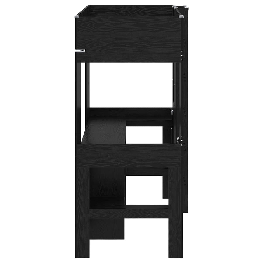 Loft Bedframe met Bureau Zwart Eiken 100 x 200 cm Bewerkt hout