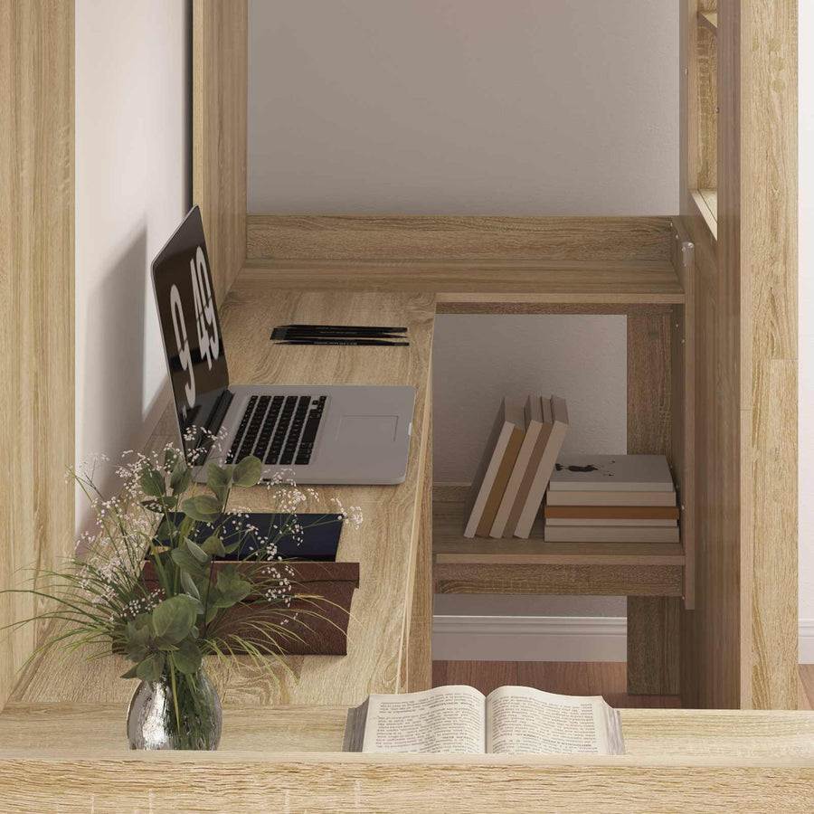 Loft Bedframe met Bureau Sonoma Eiken 100 x 200 cm Bewerkt hout