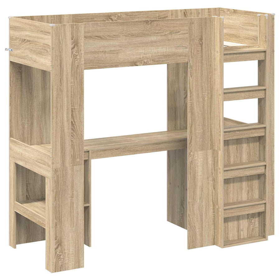 Loft Bedframe met Bureau Sonoma Eiken 100 x 200 cm Bewerkt hout