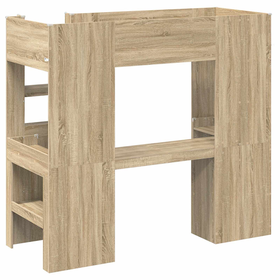 Loft Bedframe met Bureau Sonoma Eiken 100 x 200 cm Bewerkt hout