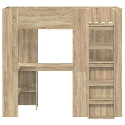 Loft Bedframe met Bureau Sonoma Eiken 100 x 200 cm Bewerkt hout