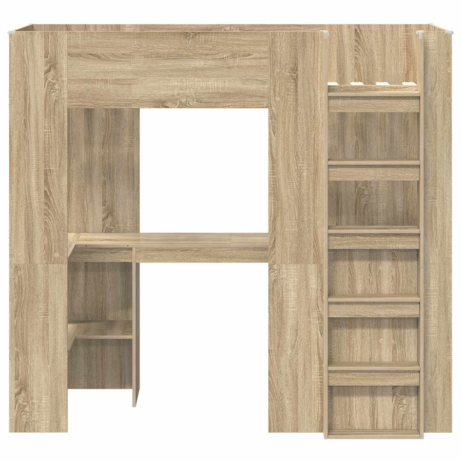 Loft Bedframe met Bureau Sonoma Eiken 100 x 200 cm Bewerkt hout