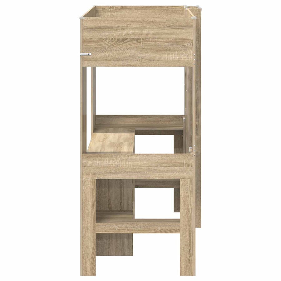Loft Bedframe met Bureau Sonoma Eiken 100 x 200 cm Bewerkt hout