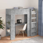 Loftbed met bureau beton grijs 203x111x175 cm bewerkt hout