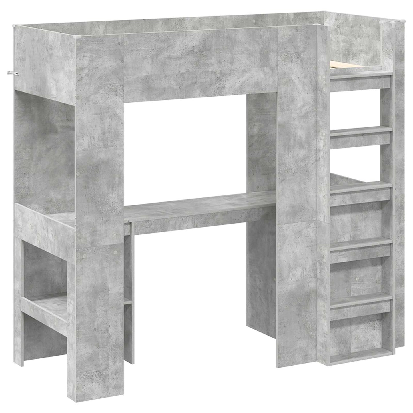 Loft Bedframe met Bureau Beton Grijs 100 x 200 cm Bewerkt hout