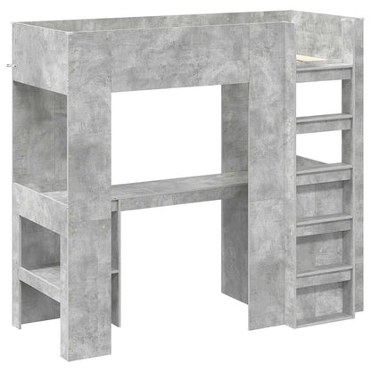 Loft Bedframe met Bureau Beton Grijs 100 x 200 cm Bewerkt hout