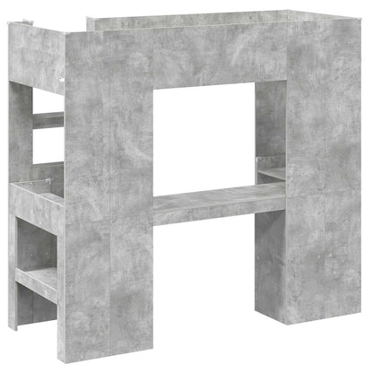 Loft Bedframe met Bureau Beton Grijs 100 x 200 cm Bewerkt hout