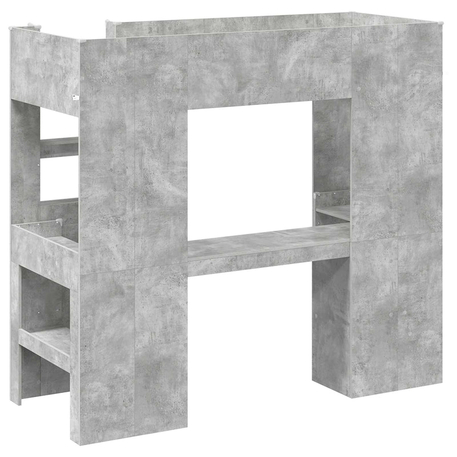 Loft Bedframe met Bureau Beton Grijs 100 x 200 cm Bewerkt hout