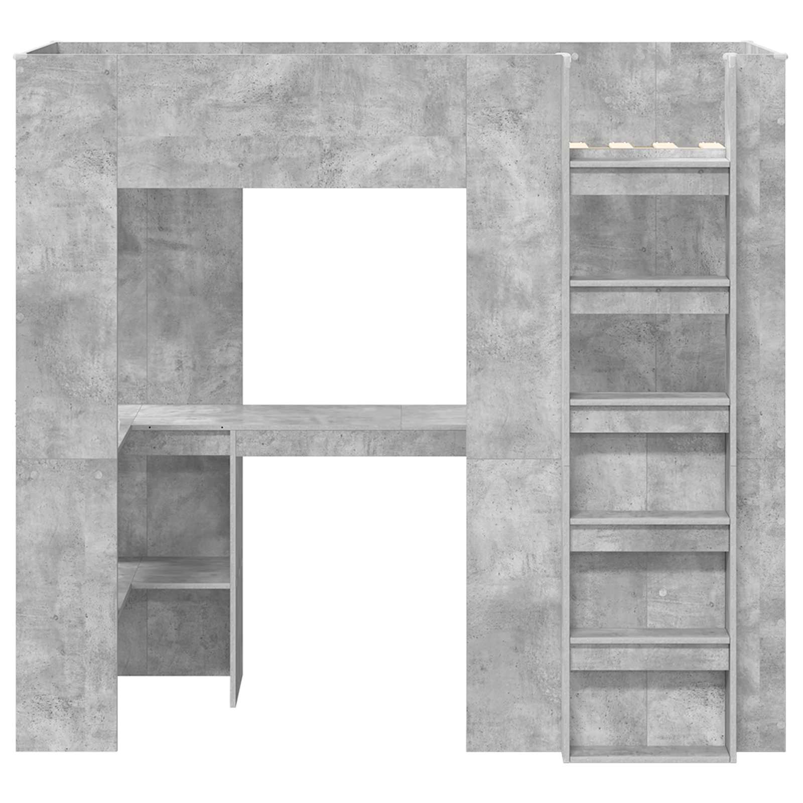 Loft Bedframe met Bureau Beton Grijs 100 x 200 cm Bewerkt hout