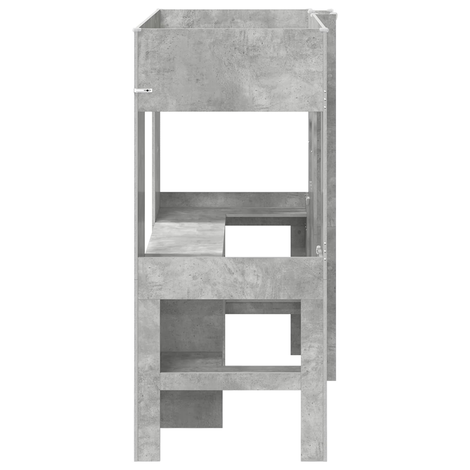 Loft Bedframe met Bureau Beton Grijs 100 x 200 cm Bewerkt hout