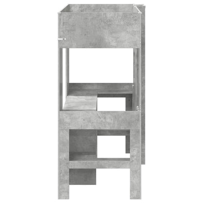 Loft Bedframe met Bureau Beton Grijs 100 x 200 cm Bewerkt hout