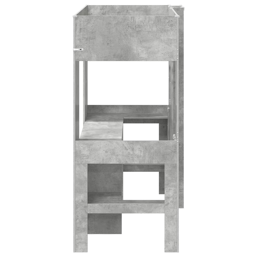 Loft Bedframe met Bureau Beton Grijs 100 x 200 cm Bewerkt hout