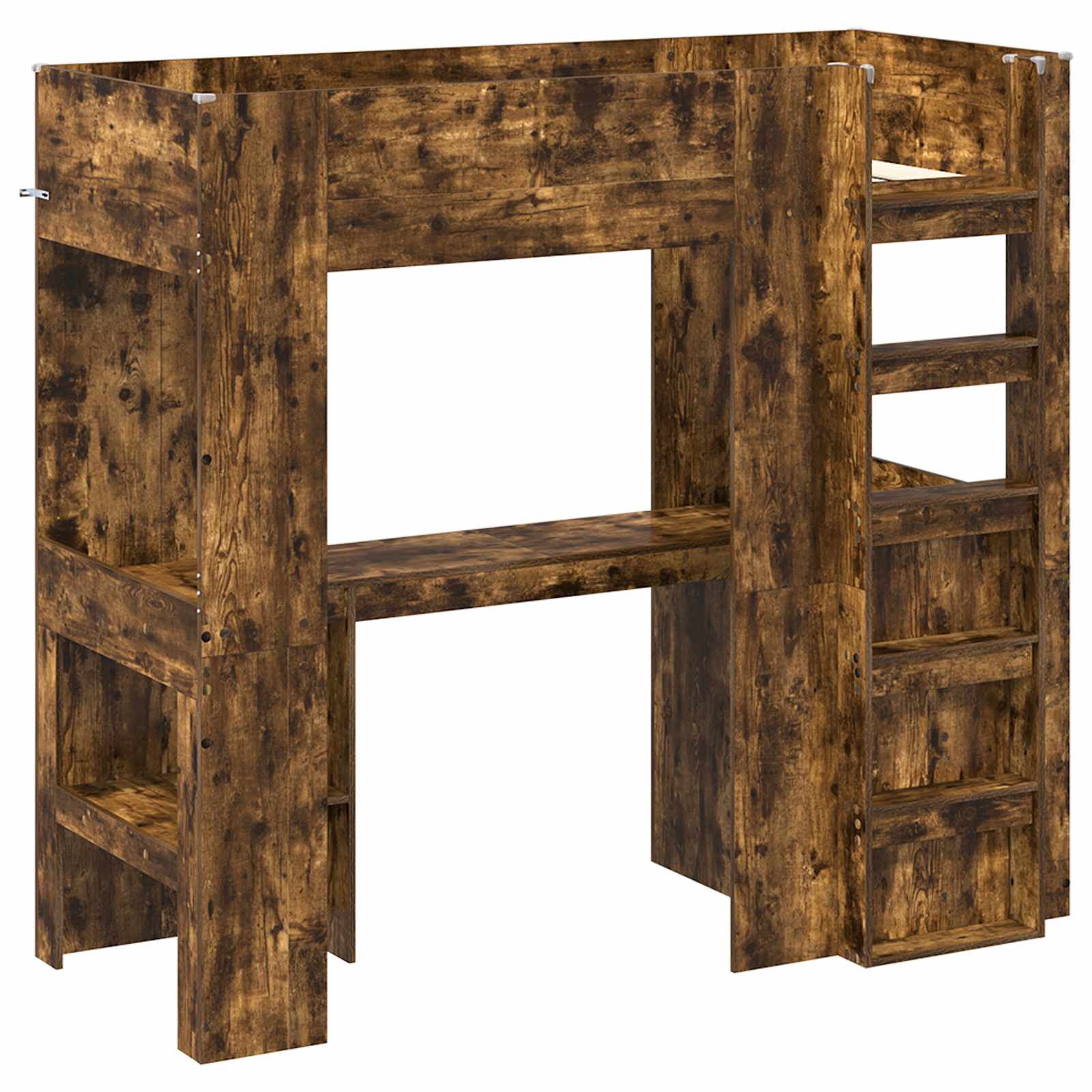 Loft Bedframe met Bureau met opslag Bewerkt hout