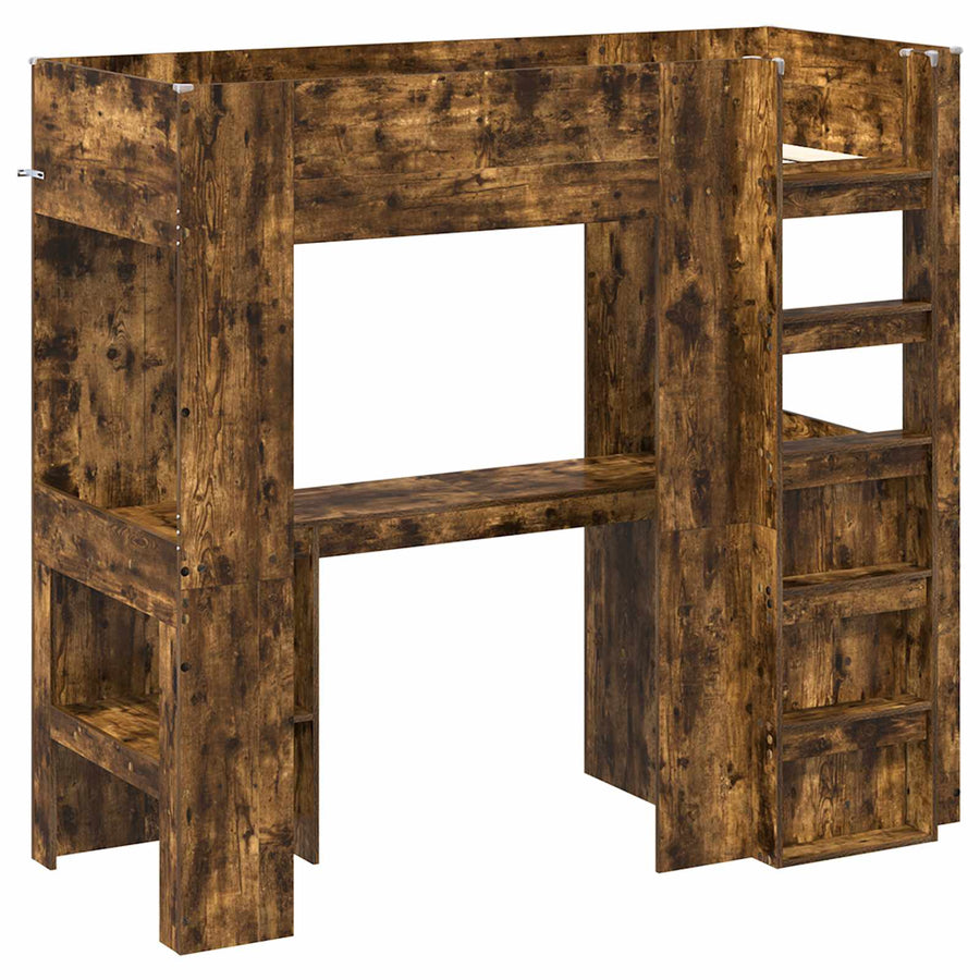 Loft Bedframe met Bureau met opslag Bewerkt hout