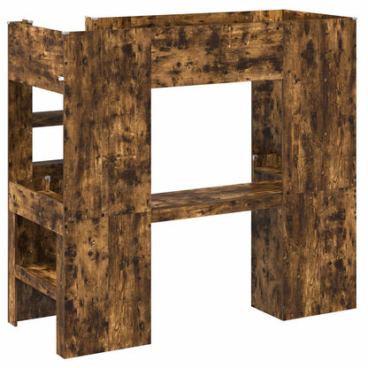 Loft Bedframe met Bureau met opslag Bewerkt hout