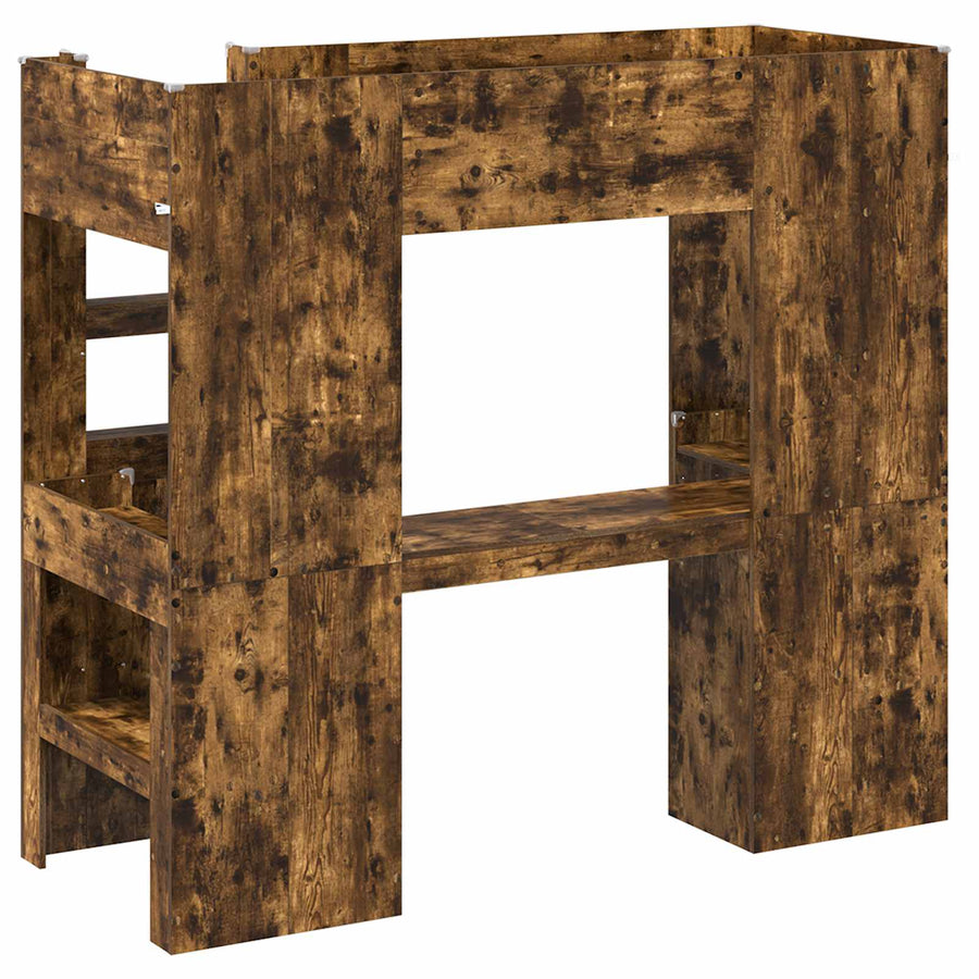 Loft Bedframe met Bureau met opslag Bewerkt hout