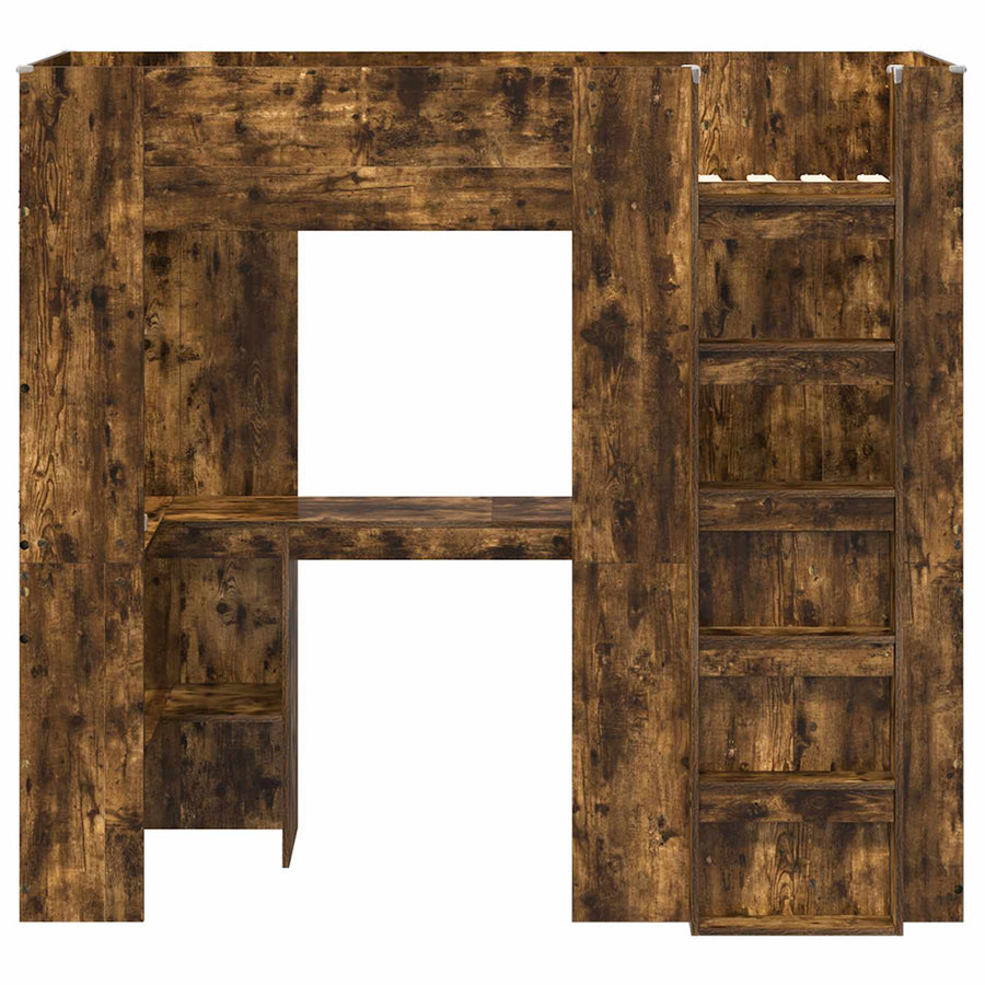 Loft Bedframe met Bureau met opslag Bewerkt hout