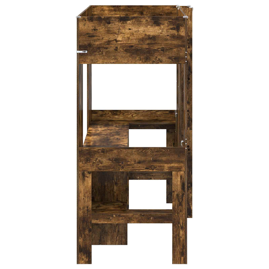 Loft Bedframe met Bureau met opslag Bewerkt hout
