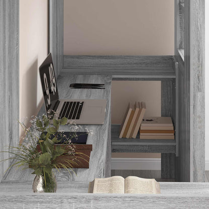 Loft Bedframe met Bureau Grijs Sonoma 100 x 200 cm Bewerkt hout