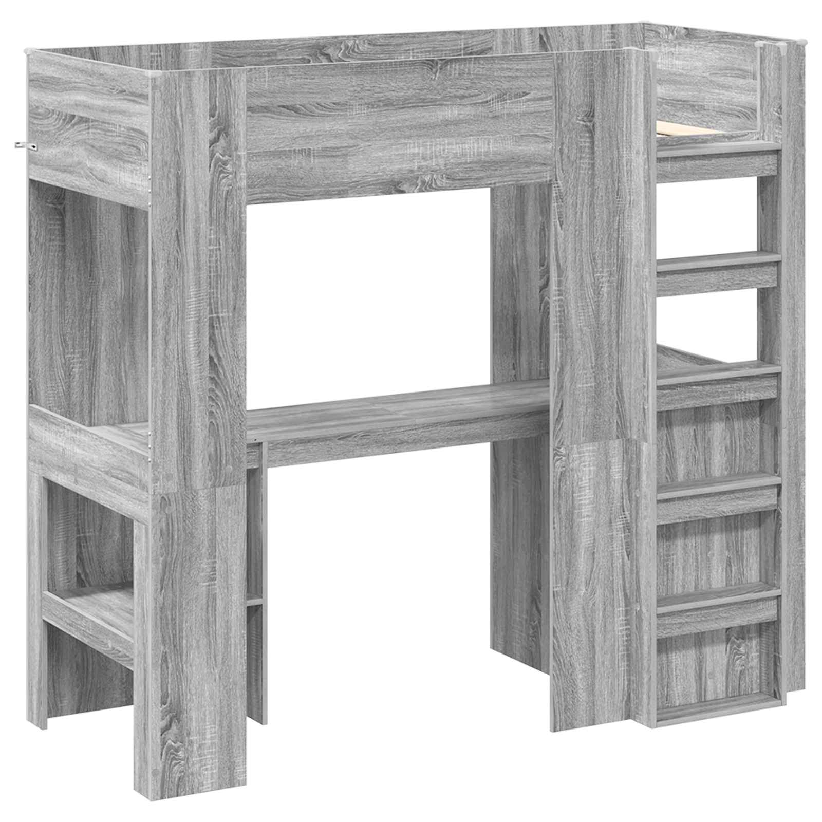 Loft Bedframe met Bureau Grijs Sonoma 100 x 200 cm Bewerkt hout