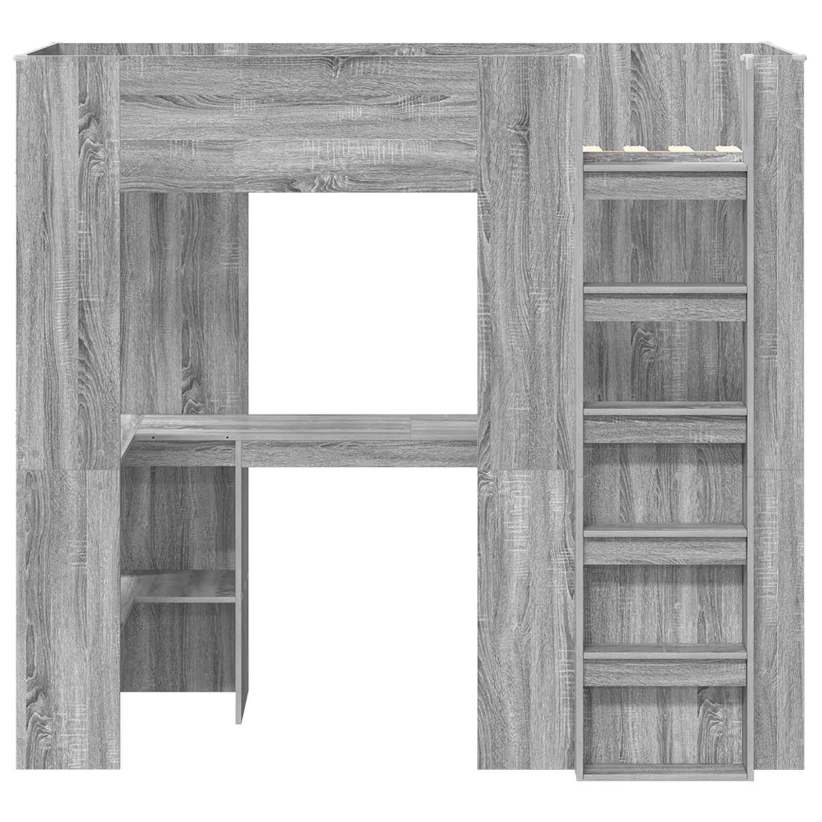 Loft Bedframe met Bureau Grijs Sonoma 100 x 200 cm Bewerkt hout