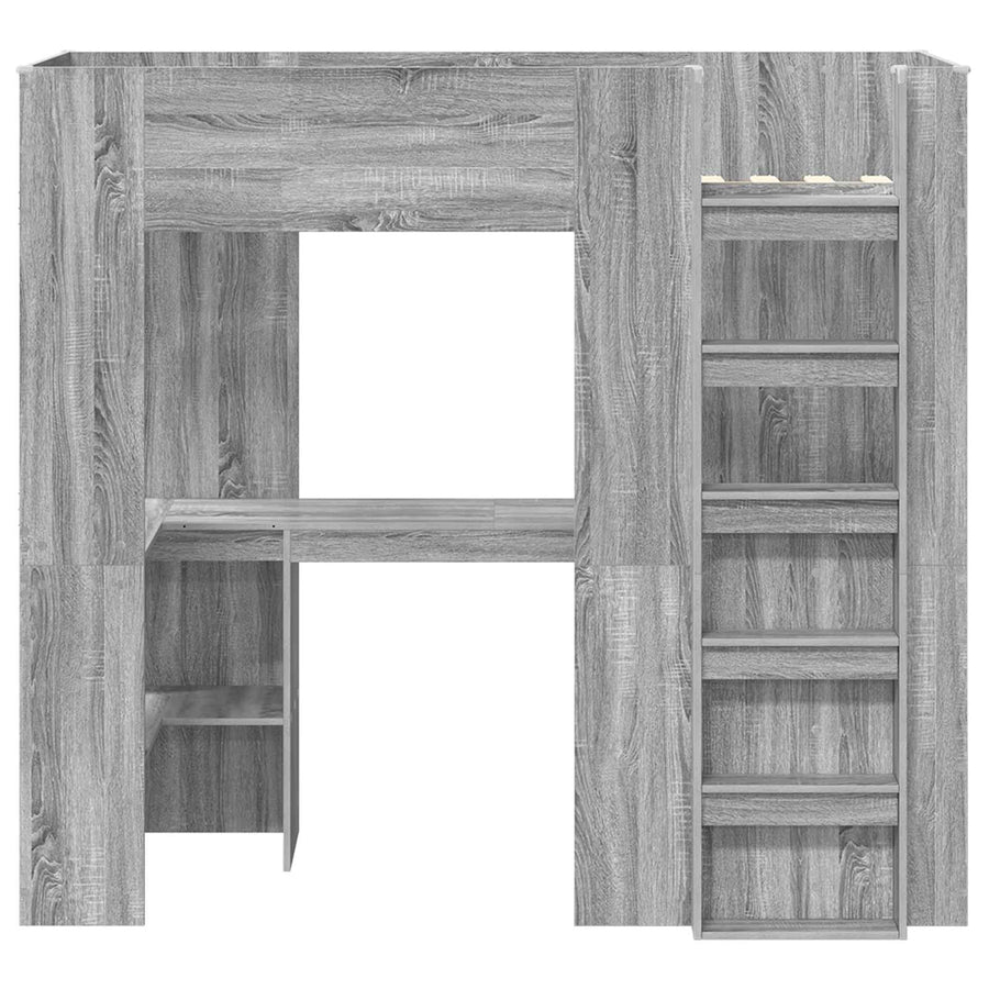 Loft Bedframe met Bureau Grijs Sonoma 100 x 200 cm Bewerkt hout