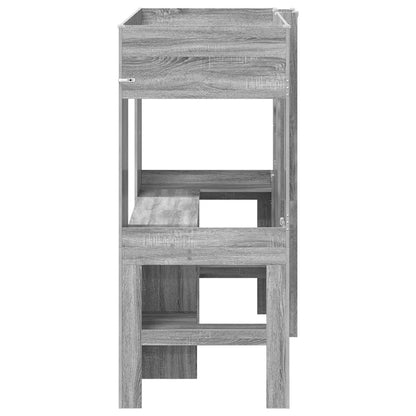 Loft Bedframe met Bureau Grijs Sonoma 100 x 200 cm Bewerkt hout