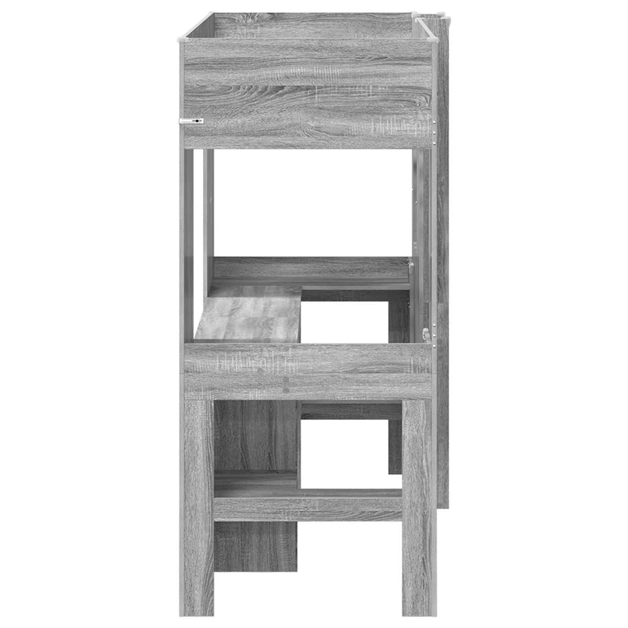 Loft Bedframe met Bureau Grijs Sonoma 100 x 200 cm Bewerkt hout