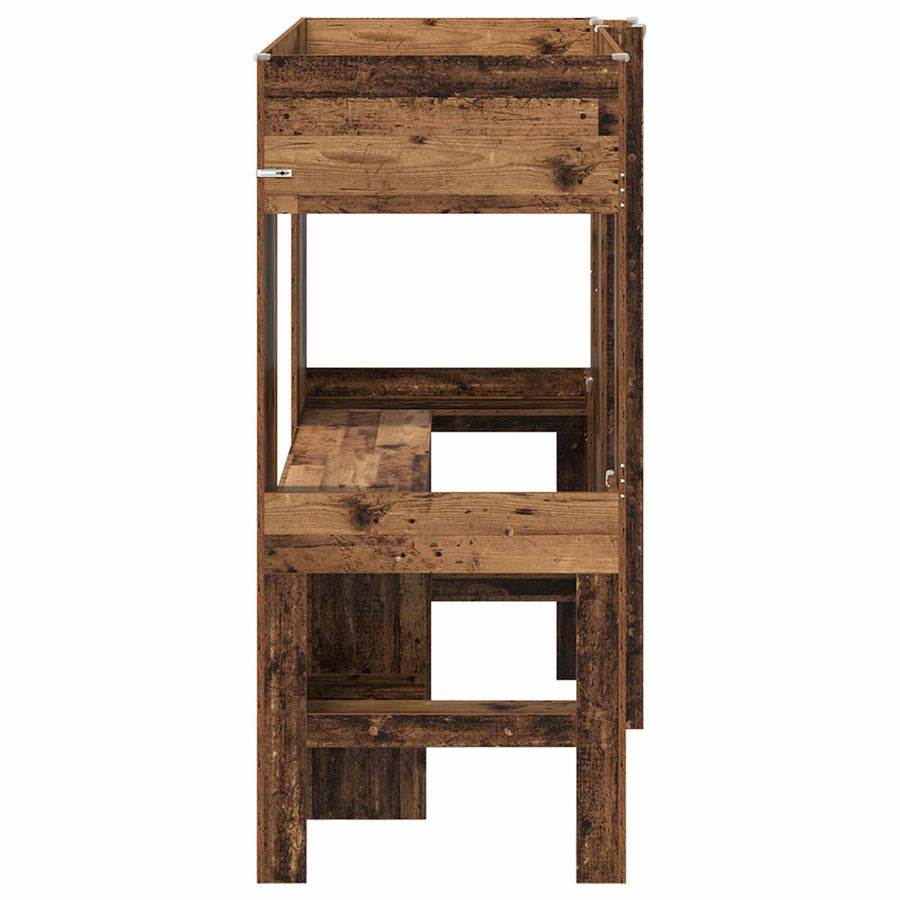 Loft Bedframe met Bureau Oudhout 100 x 200 cm Bewerkt hout
