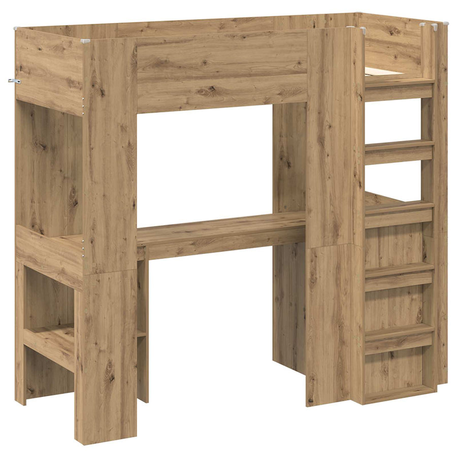 Loft Bedframe met Bureau met opslag Artisan Eiken 100 x 200 cm
