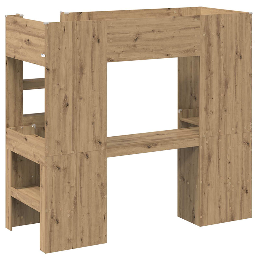 Loft Bedframe met Bureau met opslag Artisan Eiken 100 x 200 cm