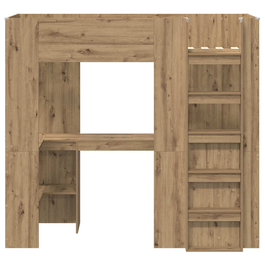 Loft Bedframe met Bureau met opslag Artisan Eiken 100 x 200 cm