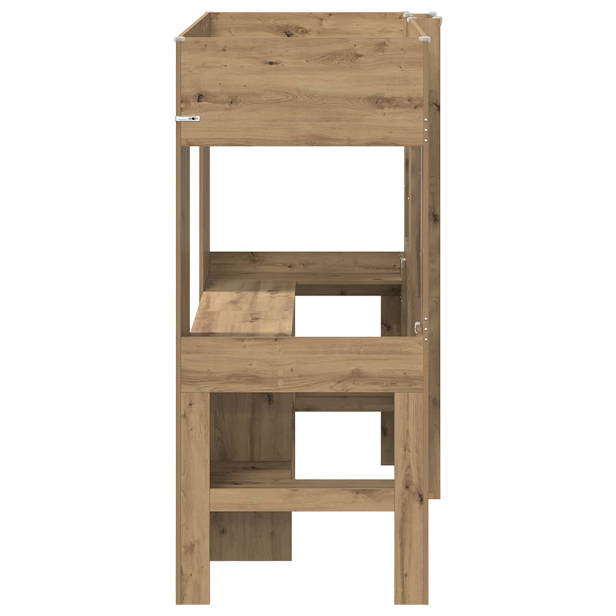 Loft Bedframe met Bureau met opslag Artisan Eiken 100 x 200 cm