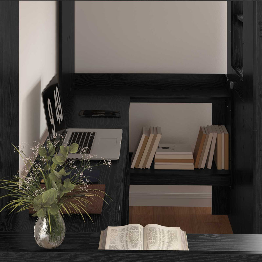 Loft Bedframe met Bureau Zwart Eiken 100 x 200 cm Bewerkt hout