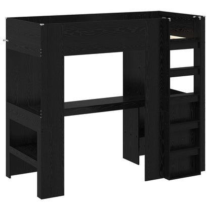 Loft Bedframe met Bureau Zwart Eiken 100 x 200 cm Bewerkt hout