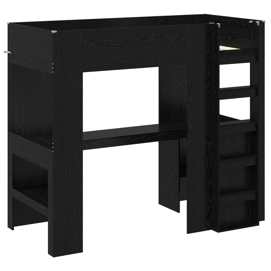 Loft Bedframe met Bureau Zwart Eiken 100 x 200 cm Bewerkt hout