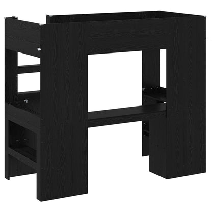 Loft Bedframe met Bureau Zwart Eiken 100 x 200 cm Bewerkt hout