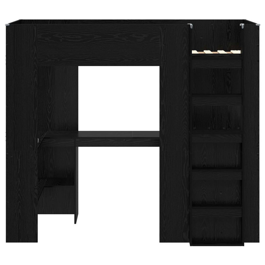 Loft Bedframe met Bureau Zwart Eiken 100 x 200 cm Bewerkt hout