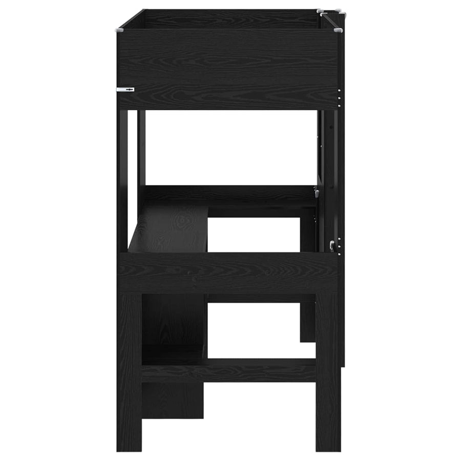 Loft Bedframe met Bureau Zwart Eiken 100 x 200 cm Bewerkt hout