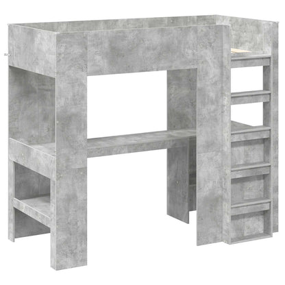Loft Bedframe met Bureau Beton Grijs 100 x 200 cm Bewerkt hout