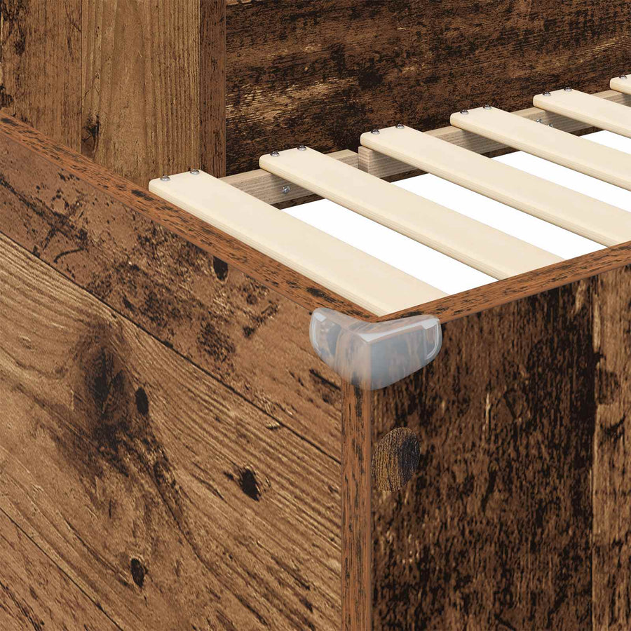 Loft Bedframe met Bureau Oudhout 100 x 200 cm Bewerkt hout