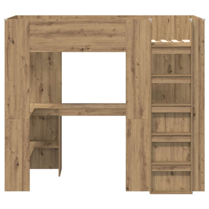 Loft Bedframe met Bureau met opslag Artisan Eiken 100 x 200 cm