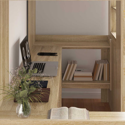 Loft Bedframe met Bureau Sonoma Eiken 100 x 200 cm Bewerkt hout