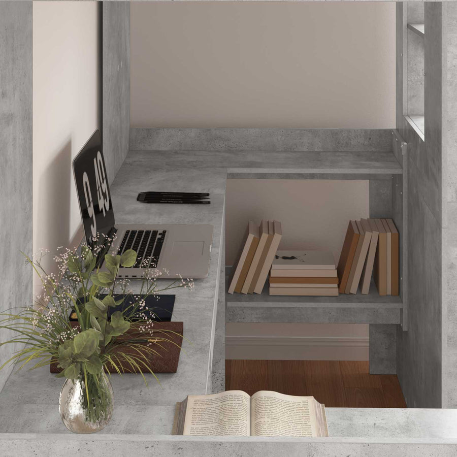 Loft Bedframe met Bureau met opslag Bewerkt hout