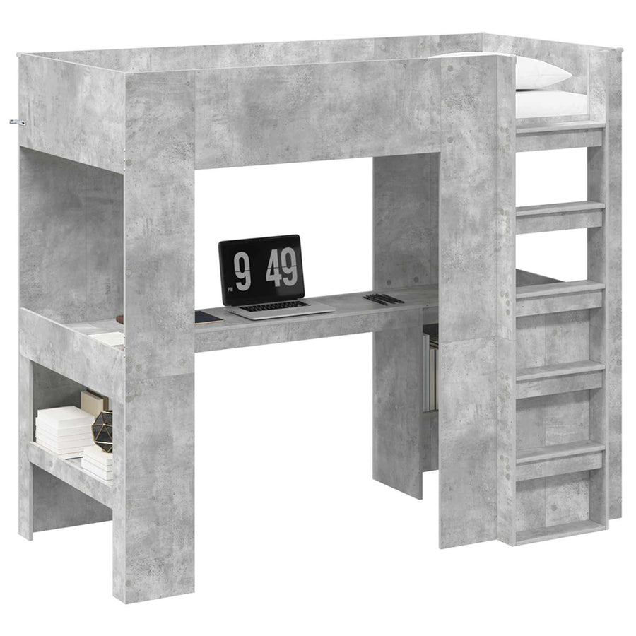 Loft Bedframe met Bureau met opslag Bewerkt hout