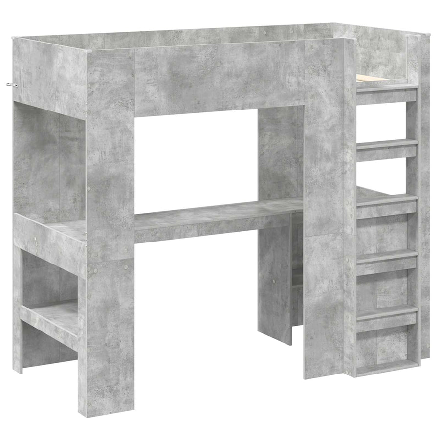 Loft Bedframe met Bureau met opslag Bewerkt hout