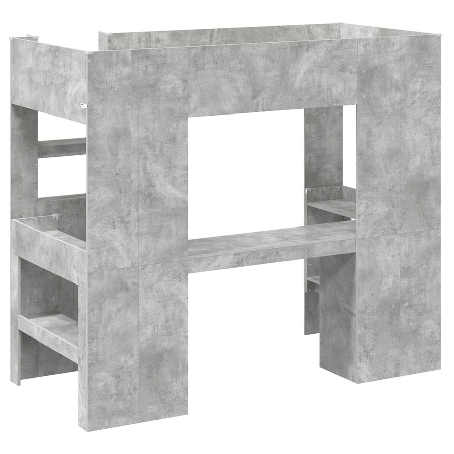 Loft Bedframe met Bureau met opslag Bewerkt hout