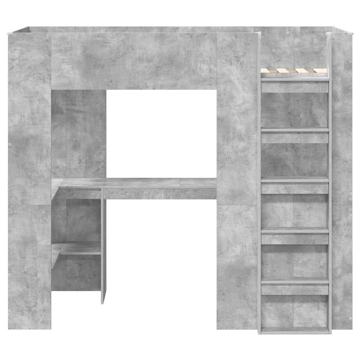 Loft Bedframe met Bureau met opslag Bewerkt hout