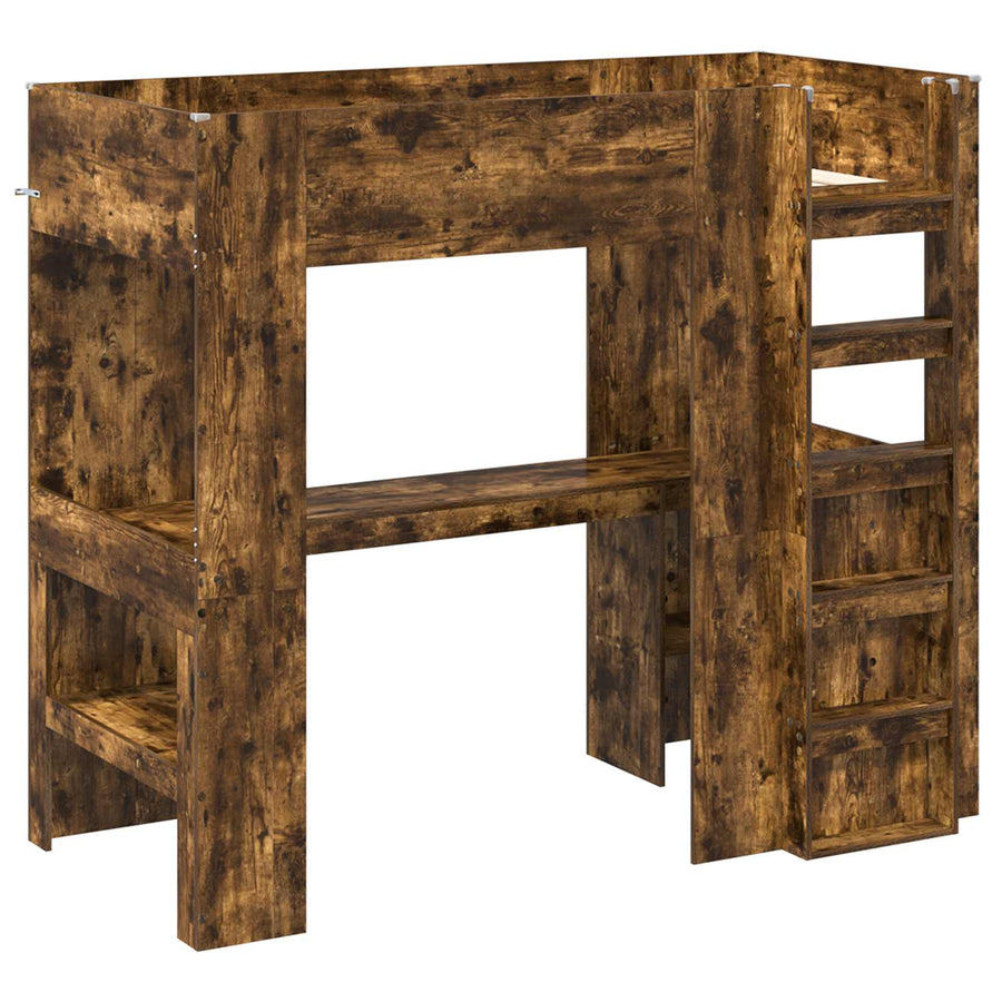 Loft Bedframe met Bureau met opslag Bewerkt hout